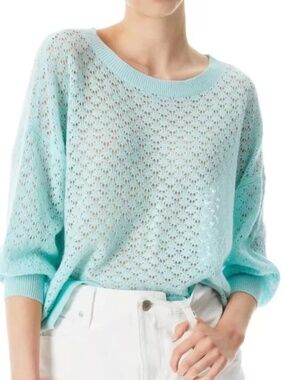 Light mint Green/turquoise Openwork Knit Women's Top